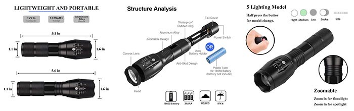 Details of Supernova Guardian 1300XL Tactical Flashlight