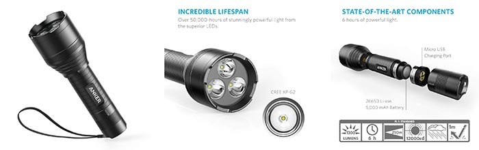 Details of Anker Bolder LC130 LED Flashlight