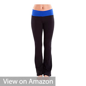 Clothes Effect Ladies Color Block Rolled Waist Black Yoga Pants